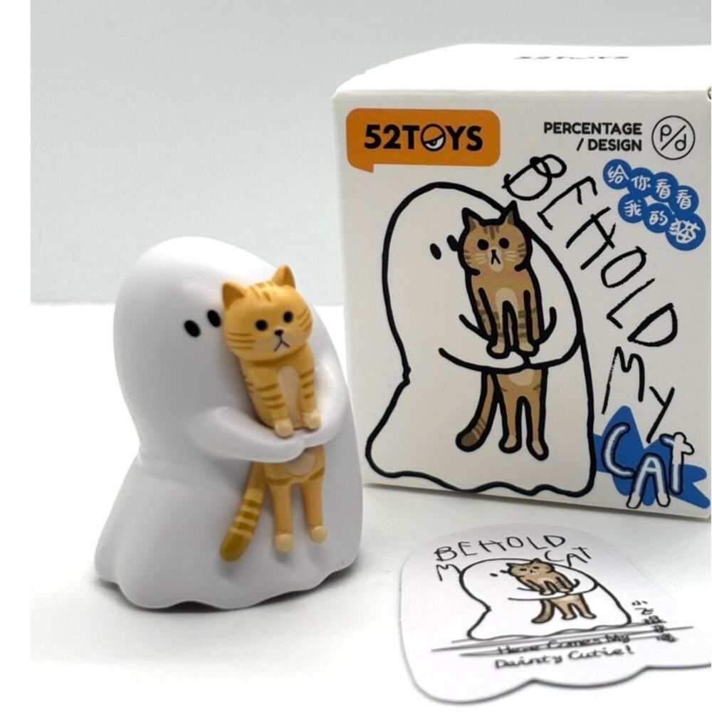 52Toys Behold My Cat Collectible Mini Figure, Ghost & Dainty Cutie Orange Cat